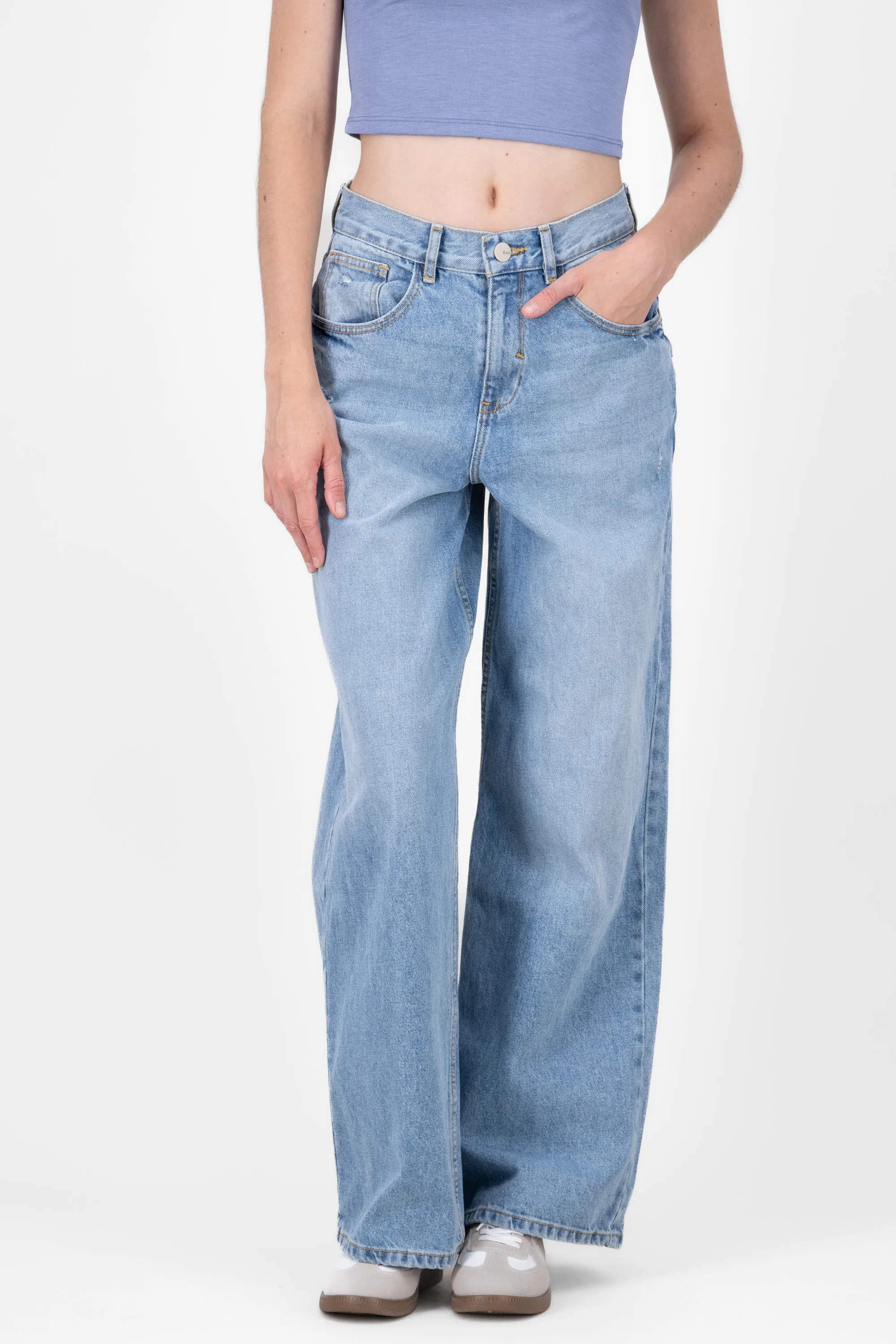 Jeans wide leg amplios destrucción