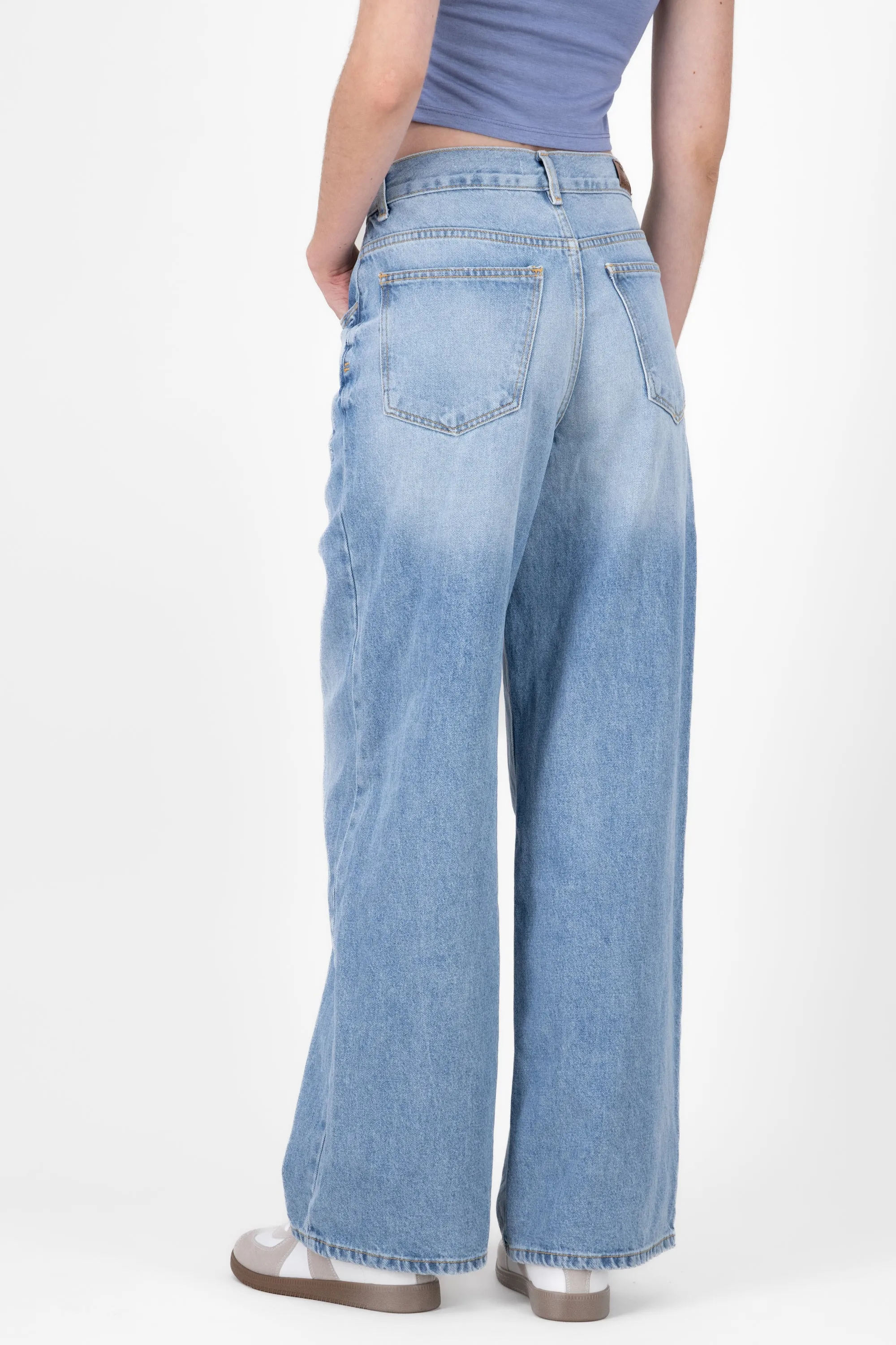 Jeans wide leg amplios destrucción