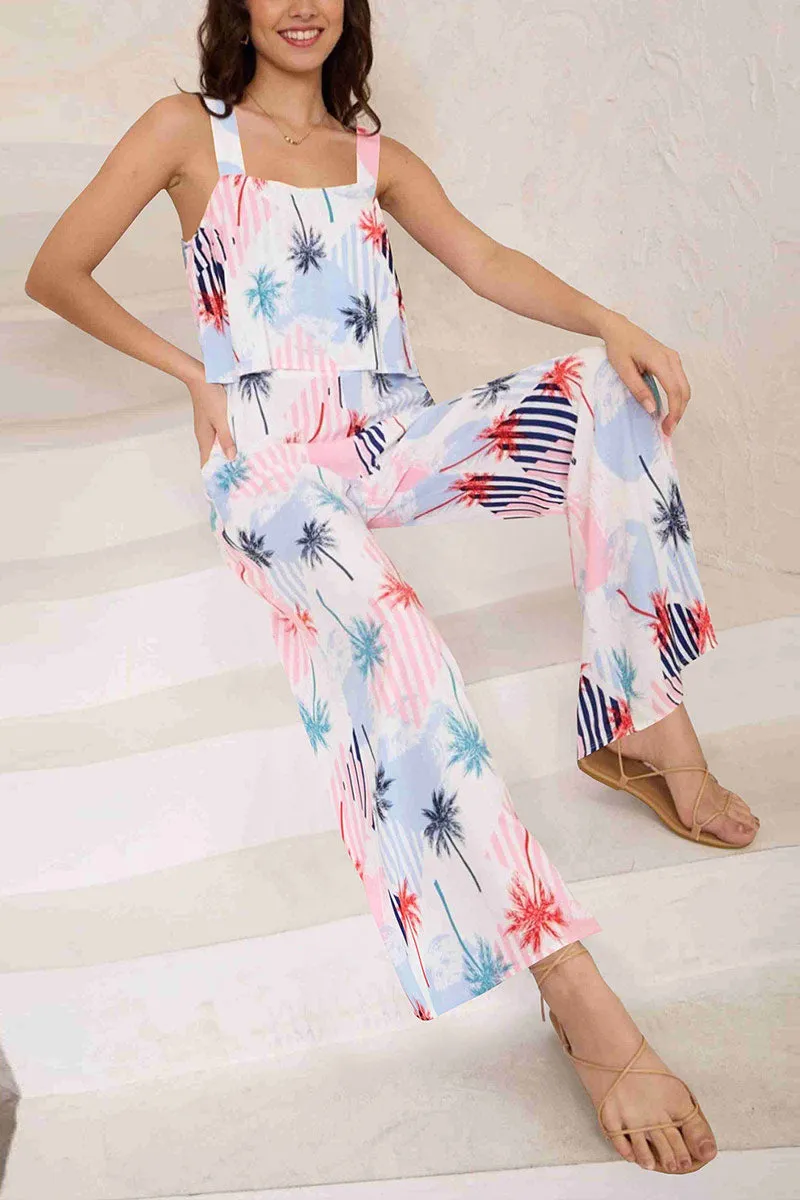 JNF4203 Printed Sleeveless Jumpsuit