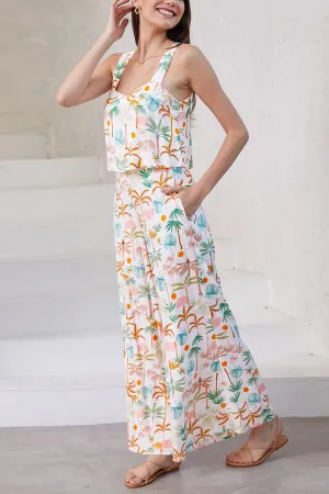 JNF4203 Printed Sleeveless Jumpsuit