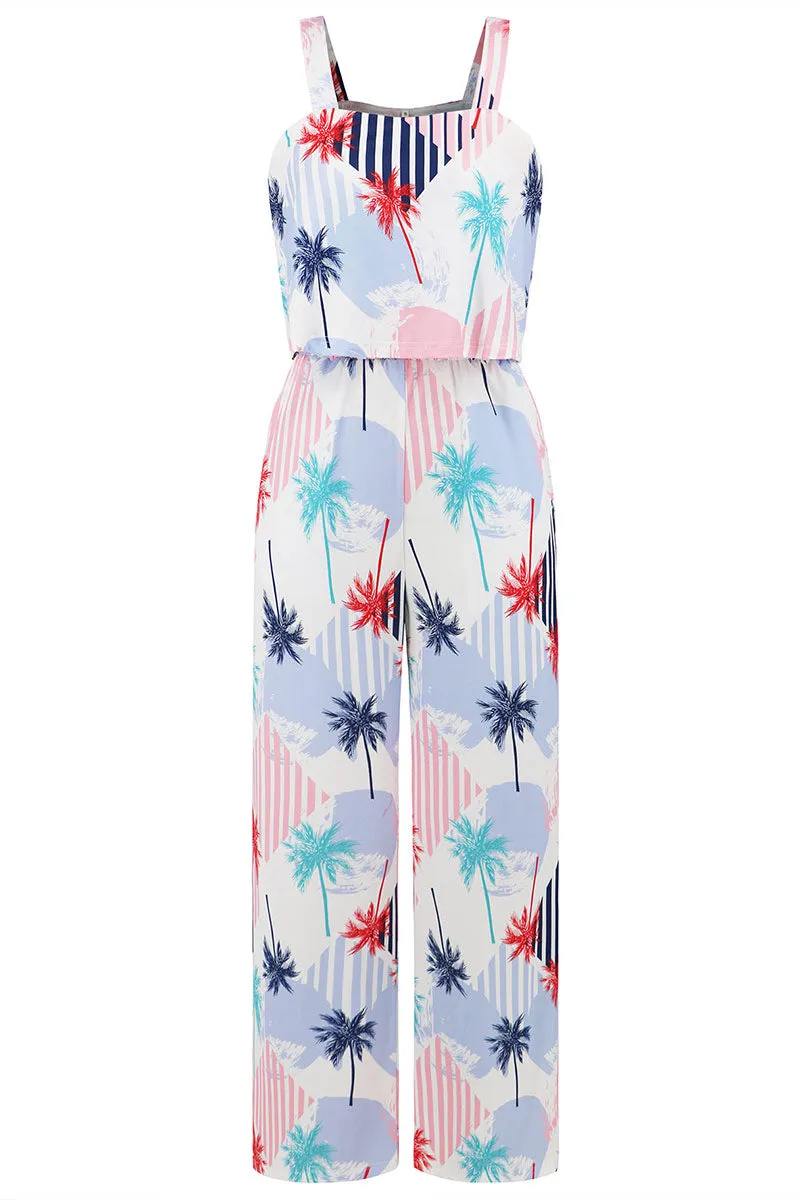 JNF4203 Printed Sleeveless Jumpsuit