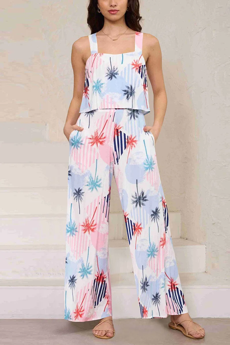 JNF4203 Printed Sleeveless Jumpsuit