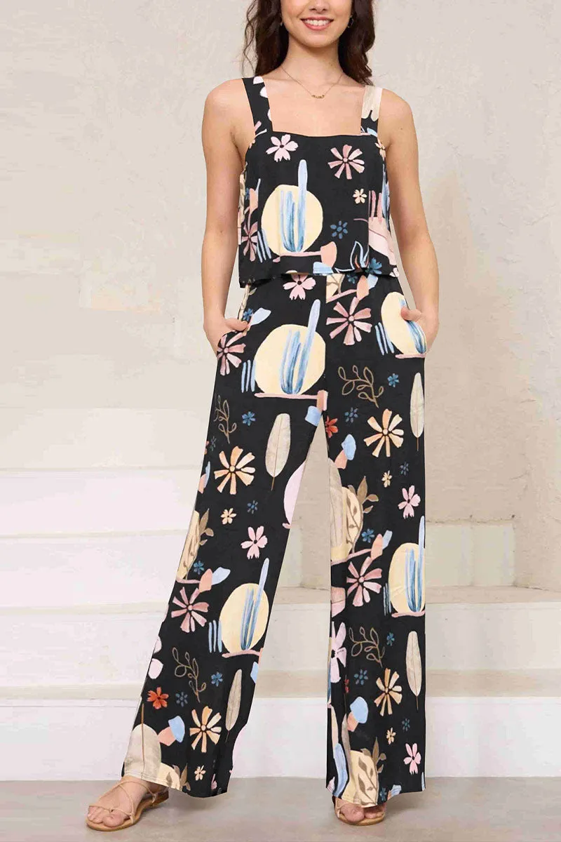 JNF4203 Printed Sleeveless Jumpsuit