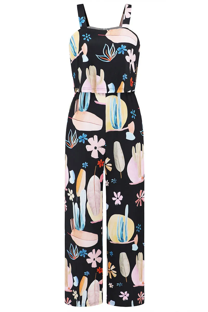 JNF4203 Printed Sleeveless Jumpsuit