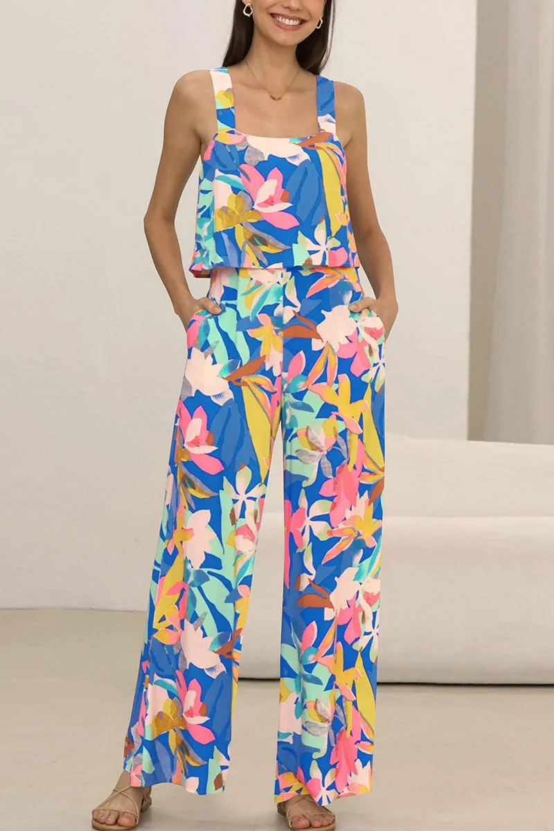 JNF4203 Printed Sleeveless Jumpsuit