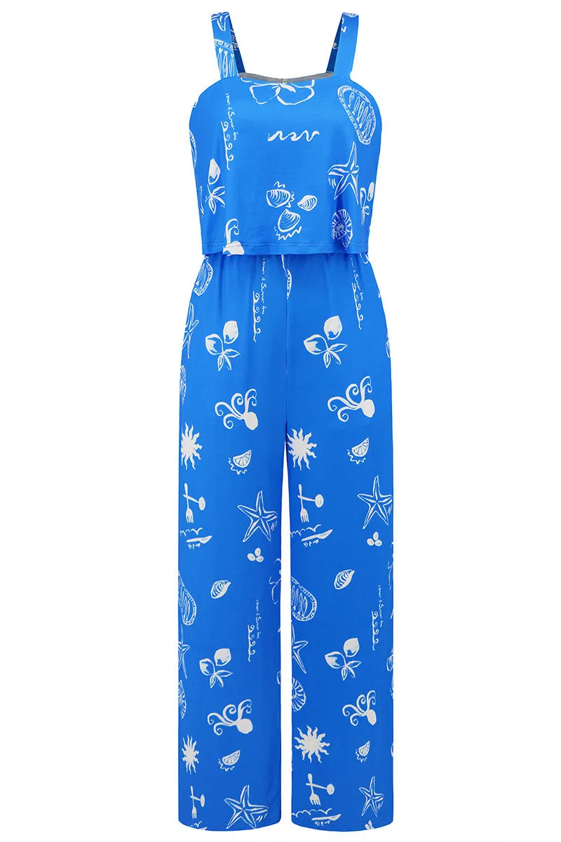 JNF4203 Printed Sleeveless Jumpsuit