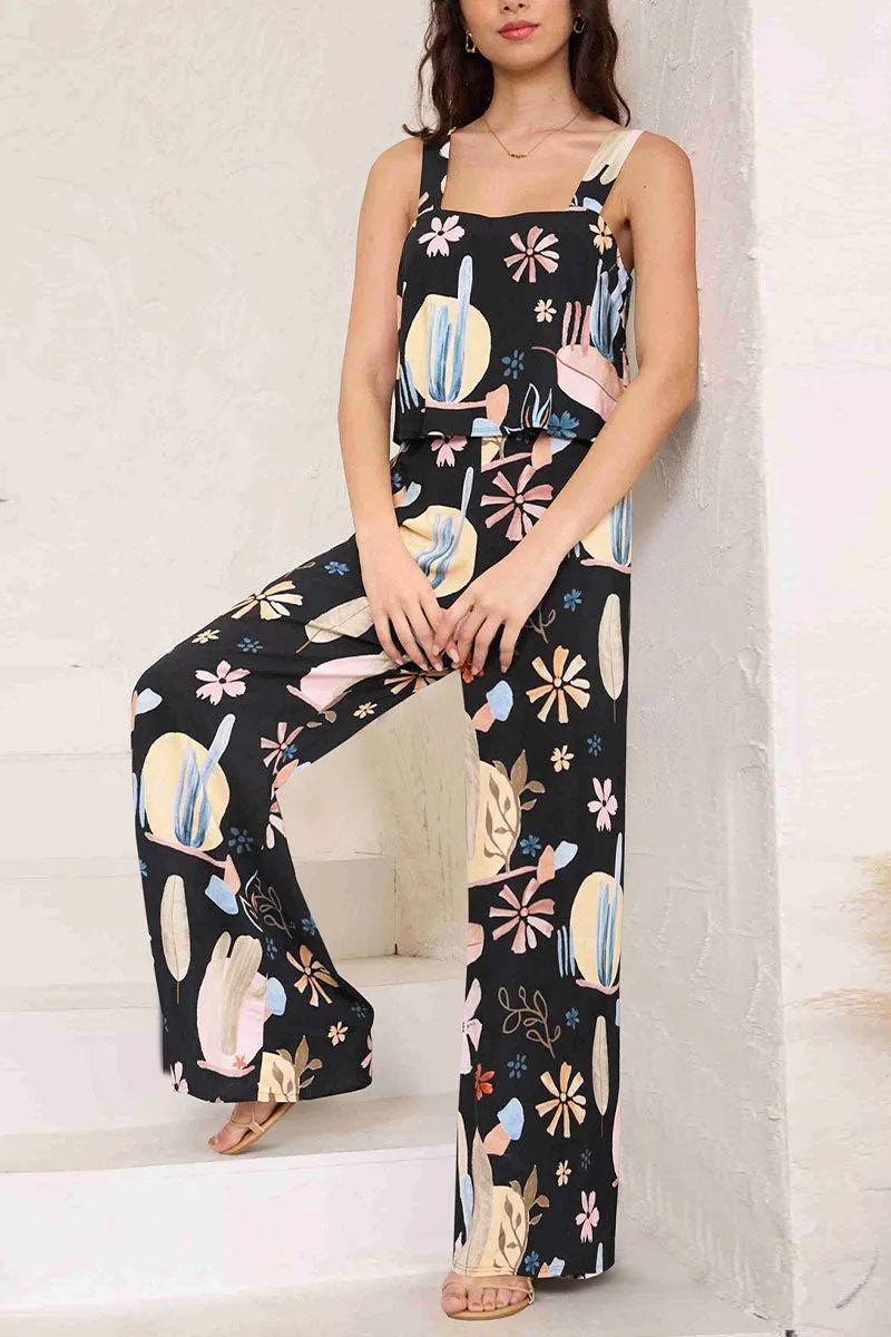 JNF4203 Printed Sleeveless Jumpsuit