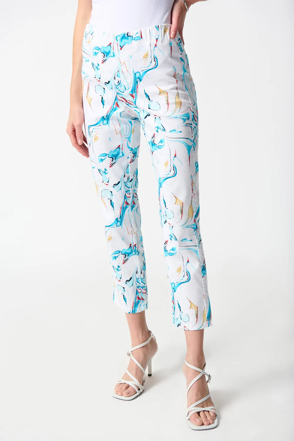 Joseph Ribkoff Denim Abstract Print Slim Cropped Pants Jr242923