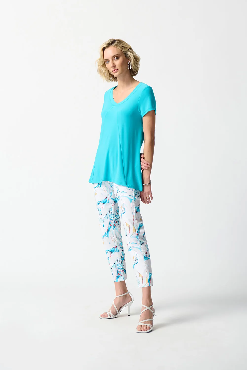 Joseph Ribkoff Denim Abstract Print Slim Cropped Pants Jr242923