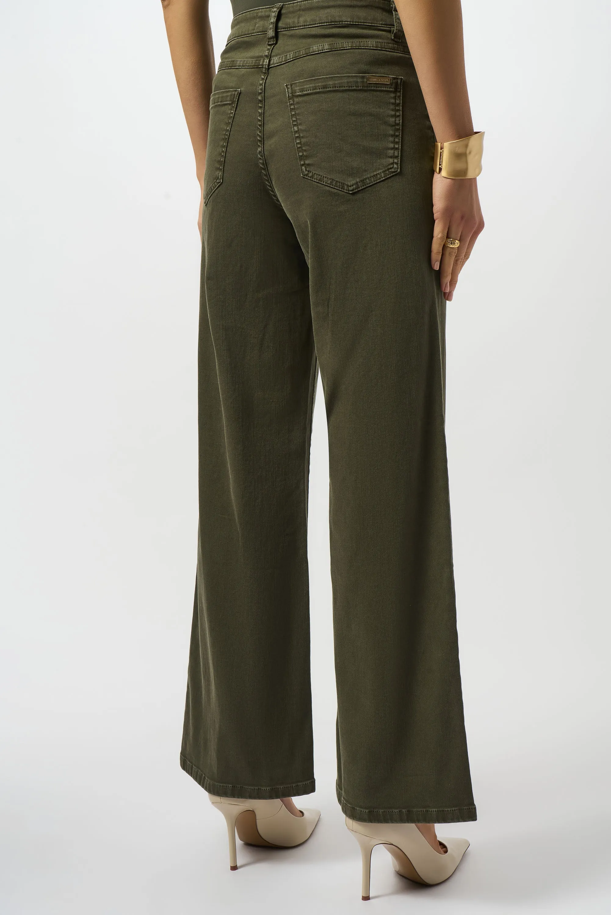Joseph Ribkoff Goldie Classic Wide Leg Stretch Denim Jeans 253950 - Avocado