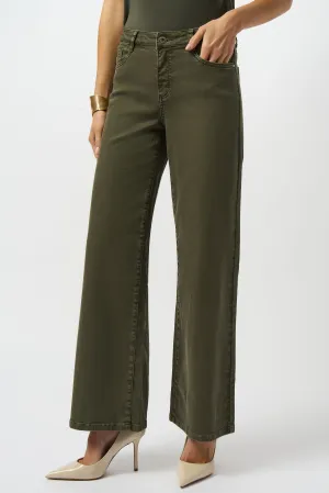 Joseph Ribkoff Goldie Classic Wide Leg Stretch Denim Jeans 253950 - Avocado