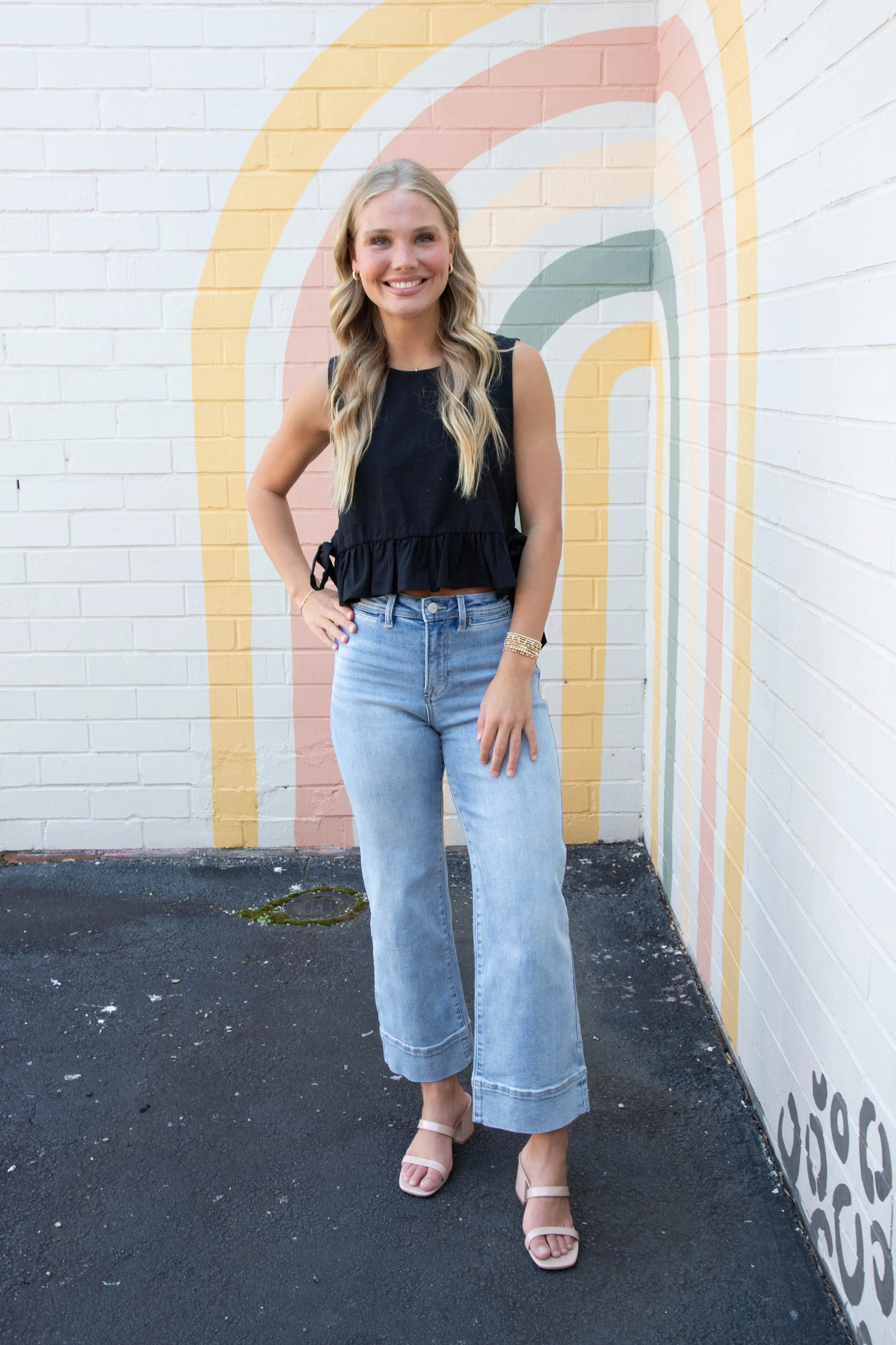 Journee High Rise Crop Wide Jeans, New Light