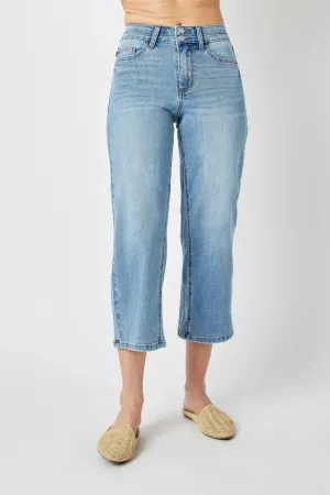 Judy Blue High Waist Double Waistband Crop Wide Leg