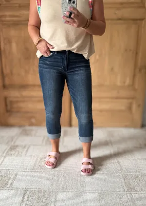 JUDY BLUE JESSIE MID RISE CUFFED CAPRI