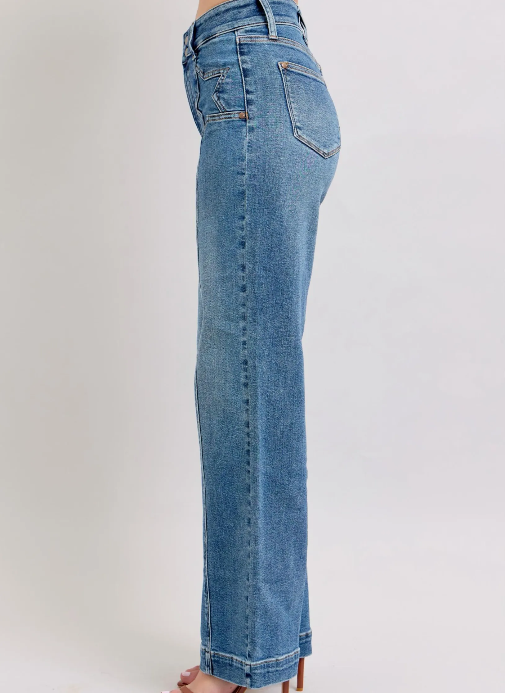 Judy Blue Star Detail High Waist Wide Leg