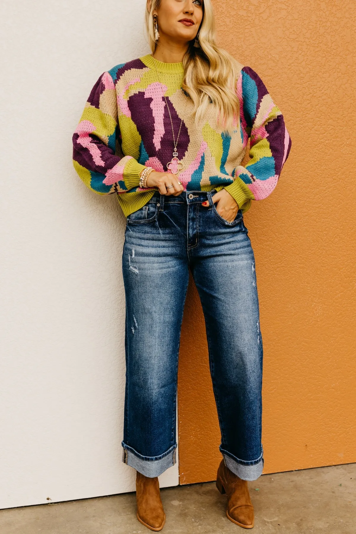 Kan Can Denim | Cropped Wide Leg Cuff Denim - KC5518D