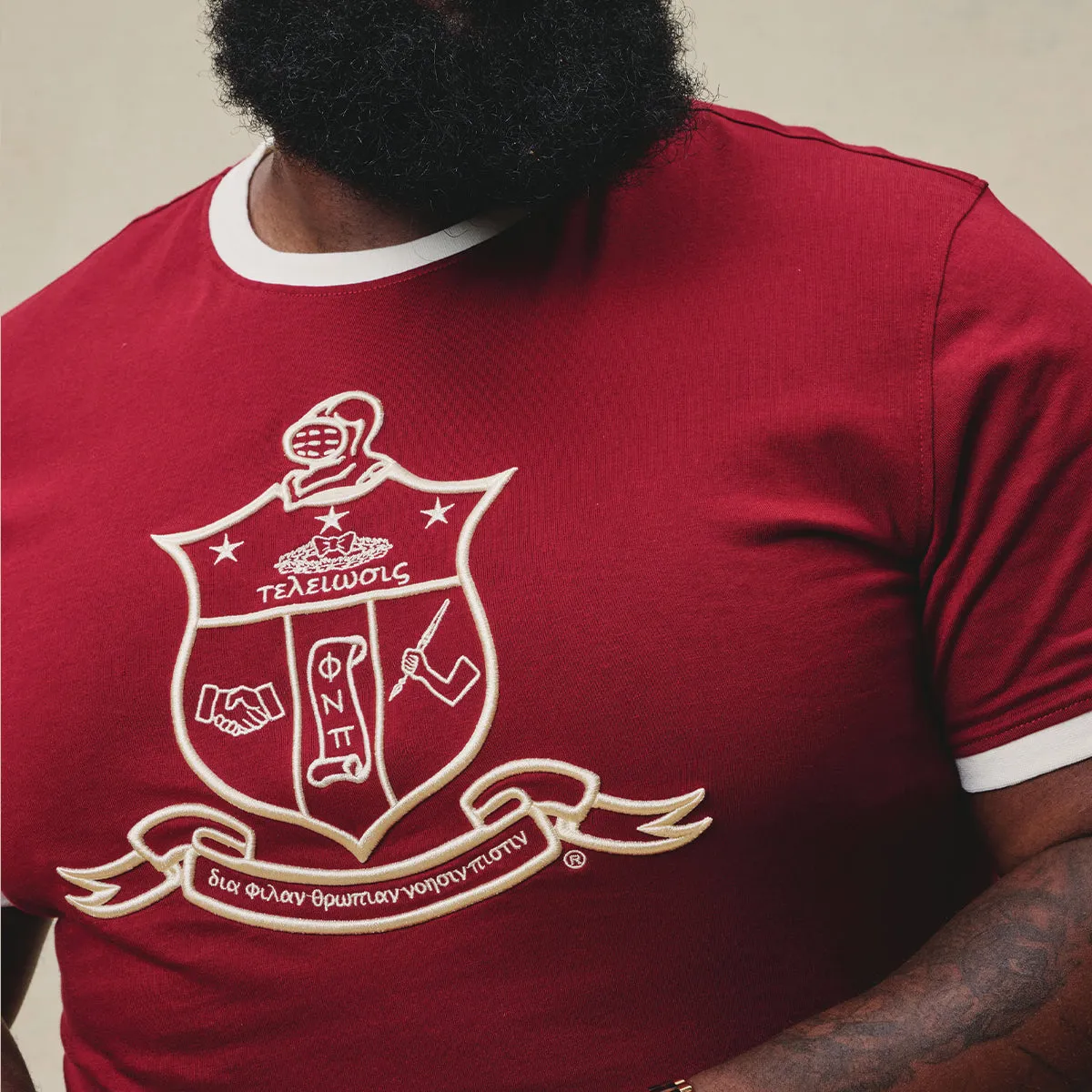 Kappa Alpha Psi Coat of Arms Ringer Tee (Krimson)