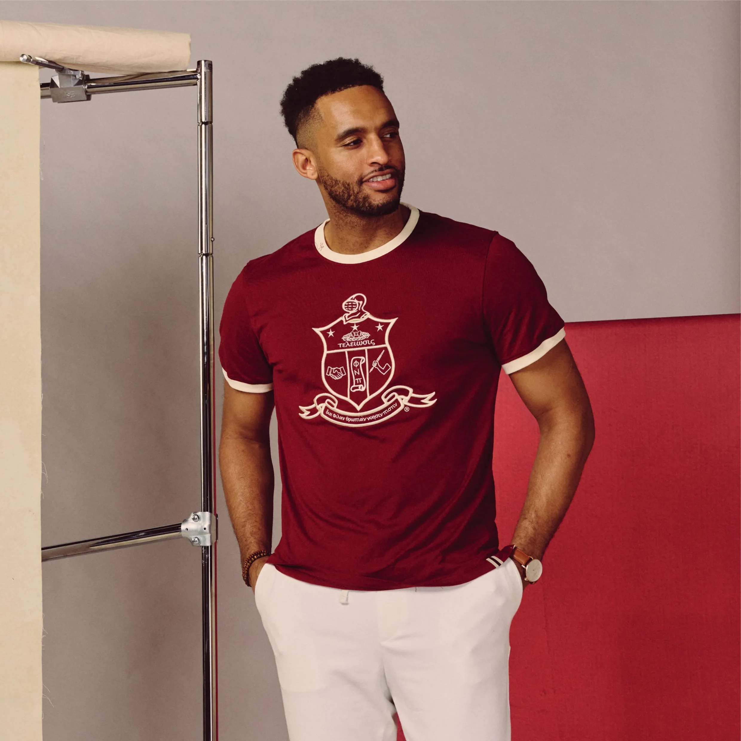 Kappa Alpha Psi Coat of Arms Ringer Tee (Krimson)