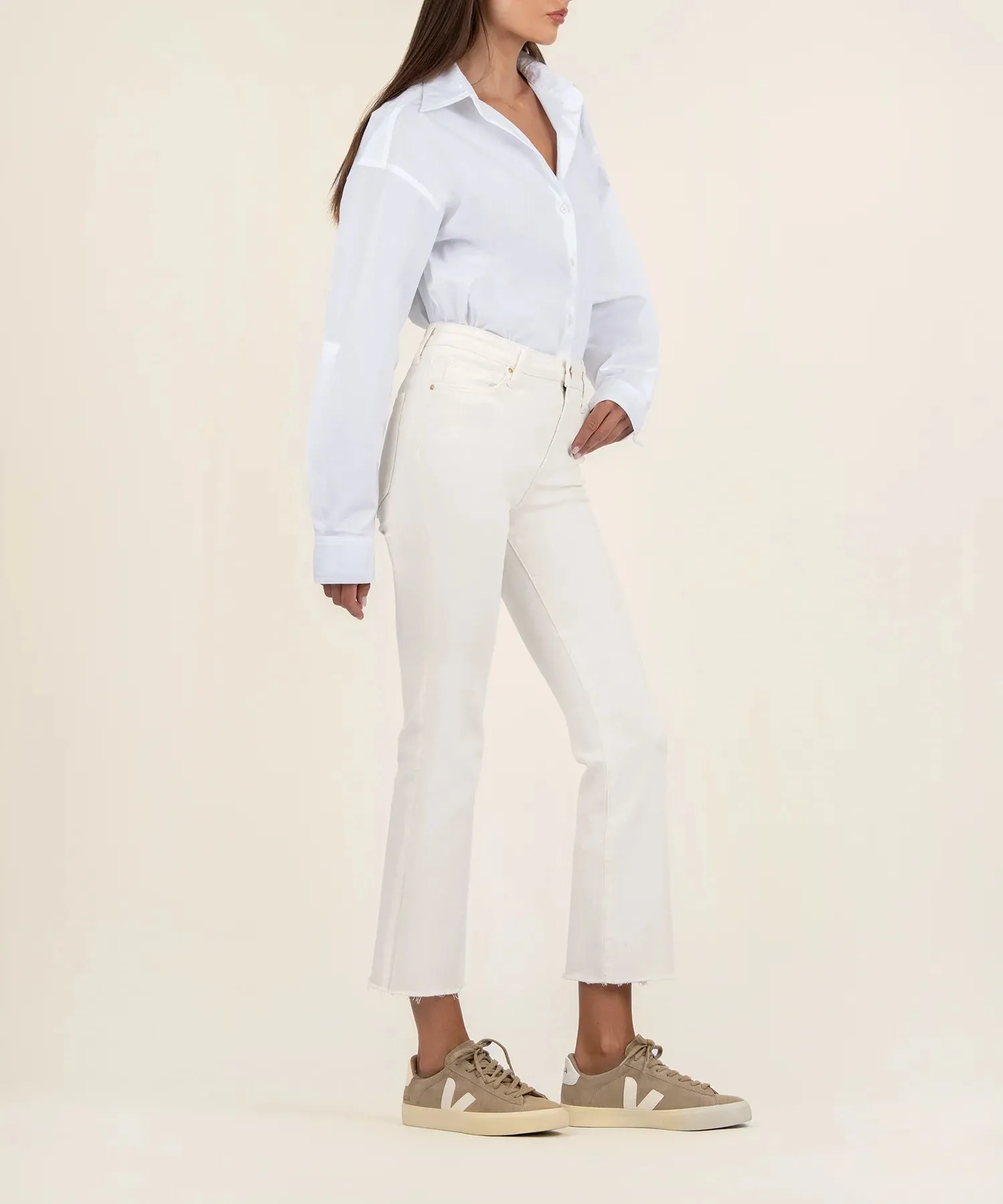 KELSEY HIGH RISE ANKLE  FLARE WITH RAW HEM