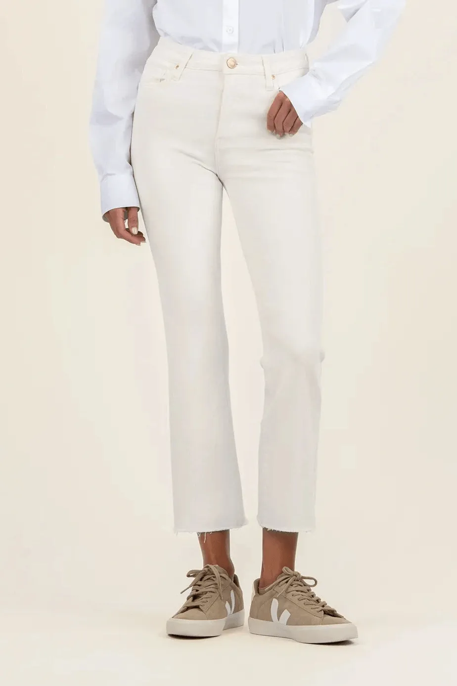 KELSEY HIGH RISE ANKLE  FLARE WITH RAW HEM
