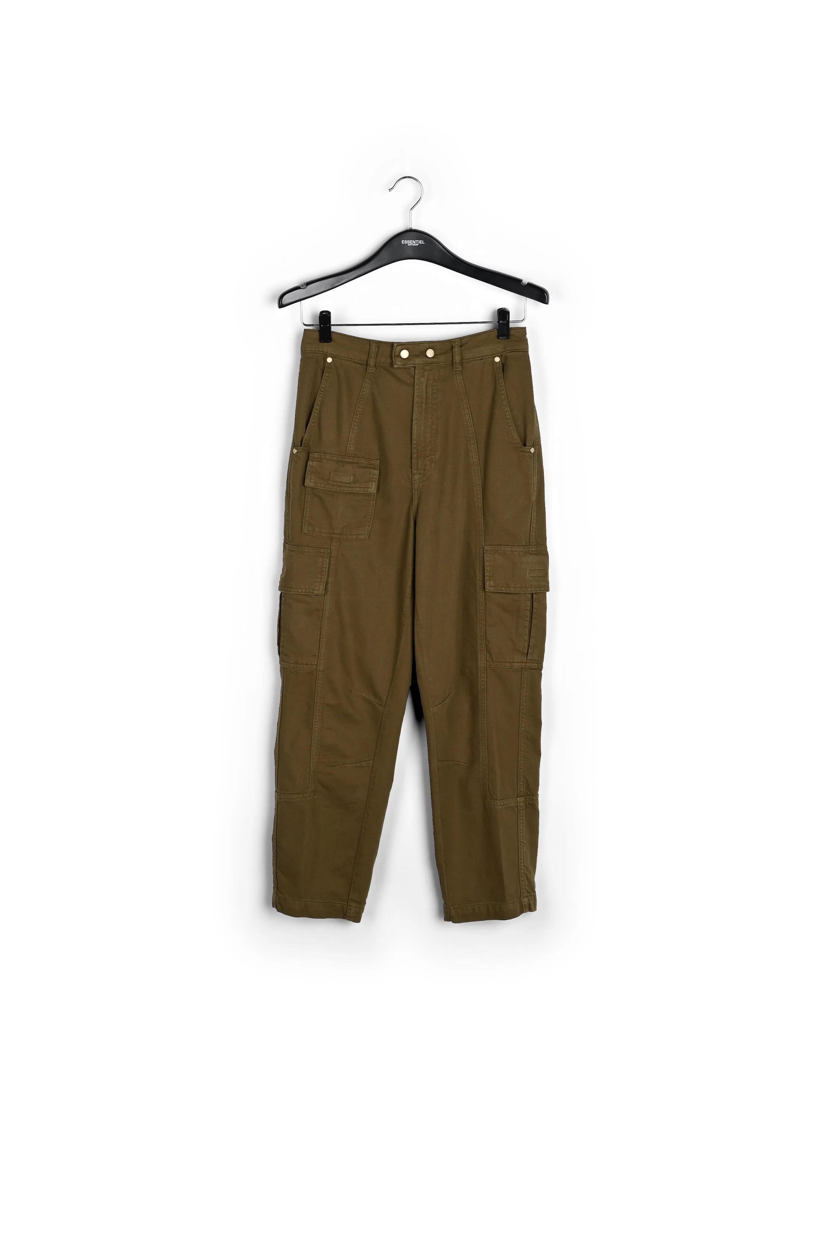 Khaki straight-leg cargo jeans