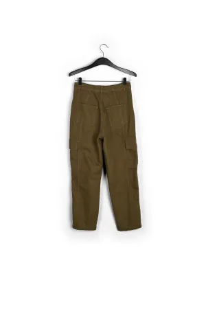 Khaki straight-leg cargo jeans