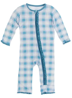 KicKee Pants Blue Moon 2020 Holiday Plaid Muffin Ruffle Coverall with Zipper