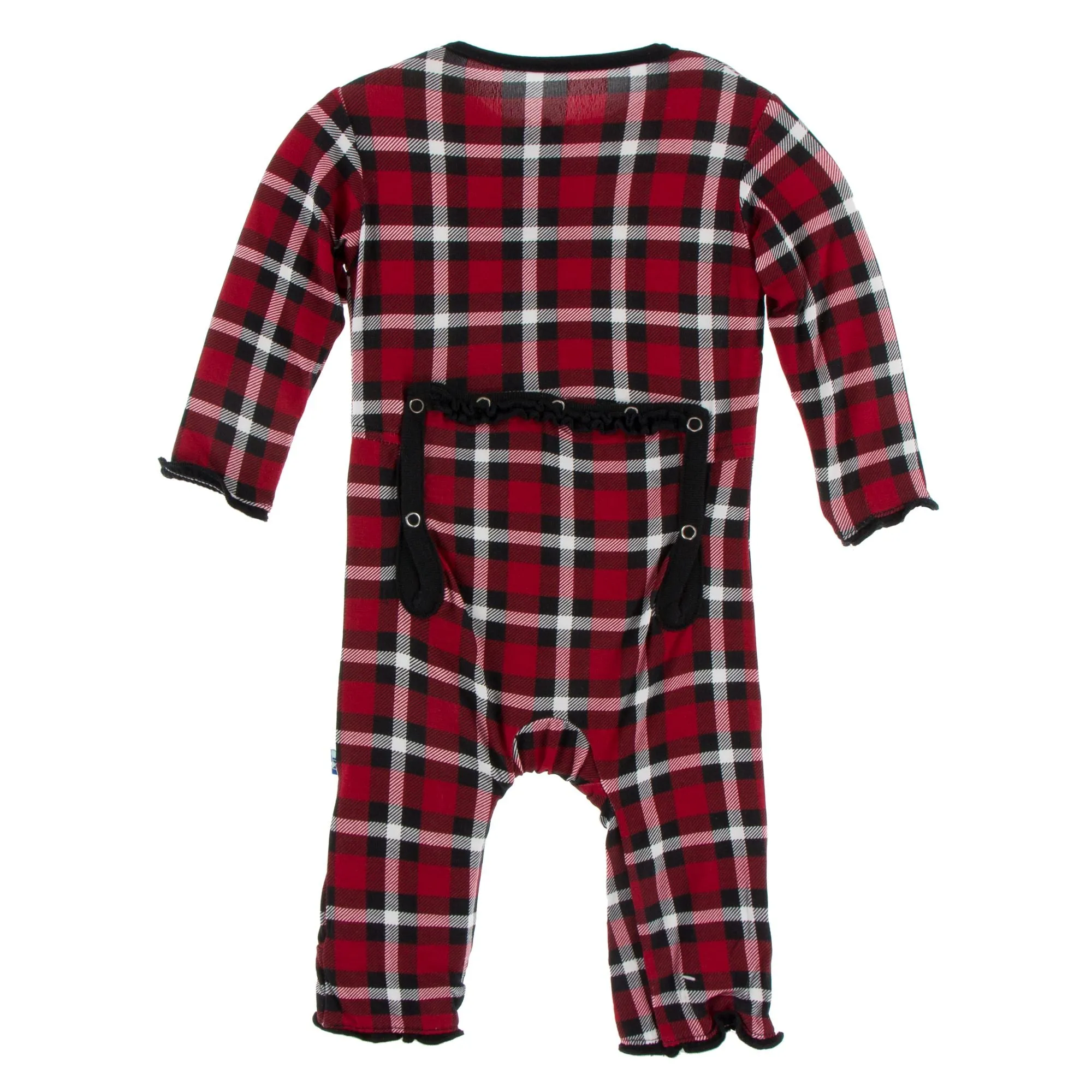 KicKee Pants Crimson 2020 Holiday Plaid Muffin Ruffle Coverall with Zipper