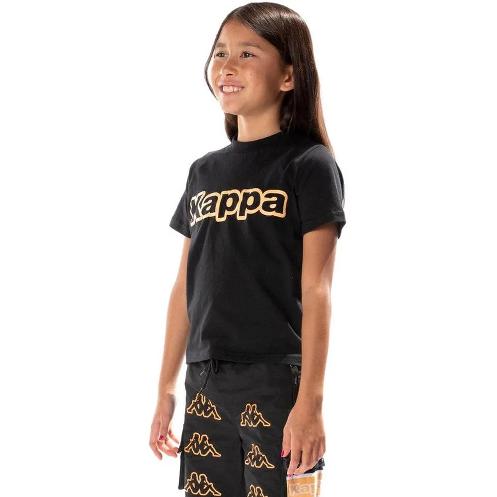 Kid's Logo Tape Erco T-shirt, Black/Orange/White
