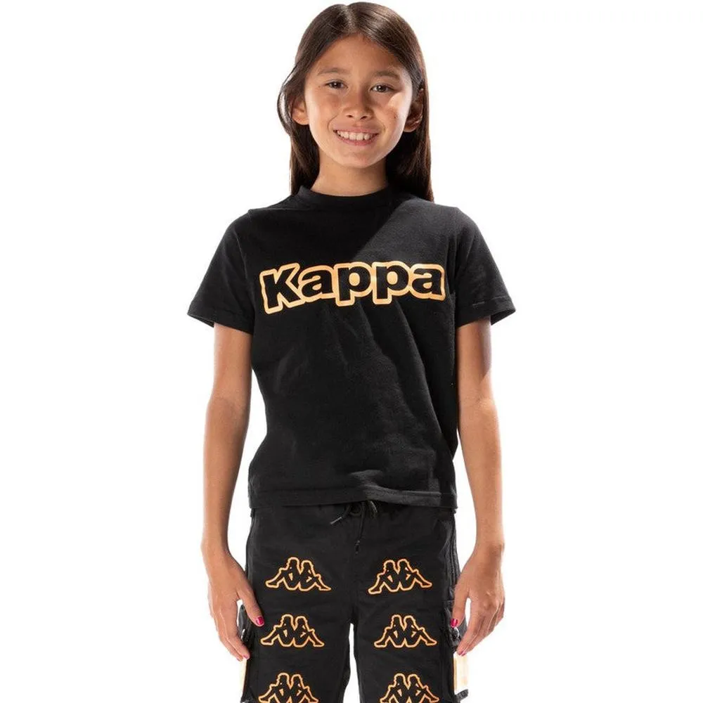 Kid's Logo Tape Erco T-shirt, Black/Orange/White