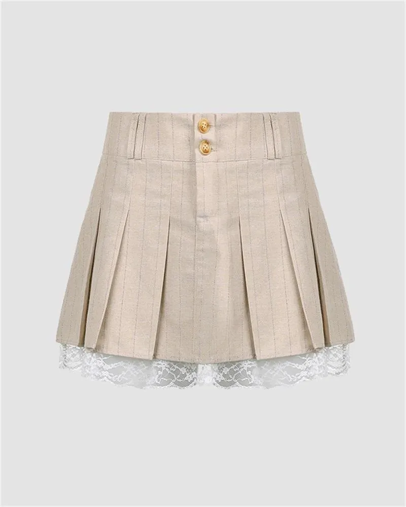 Lace Within Pleated Skirt