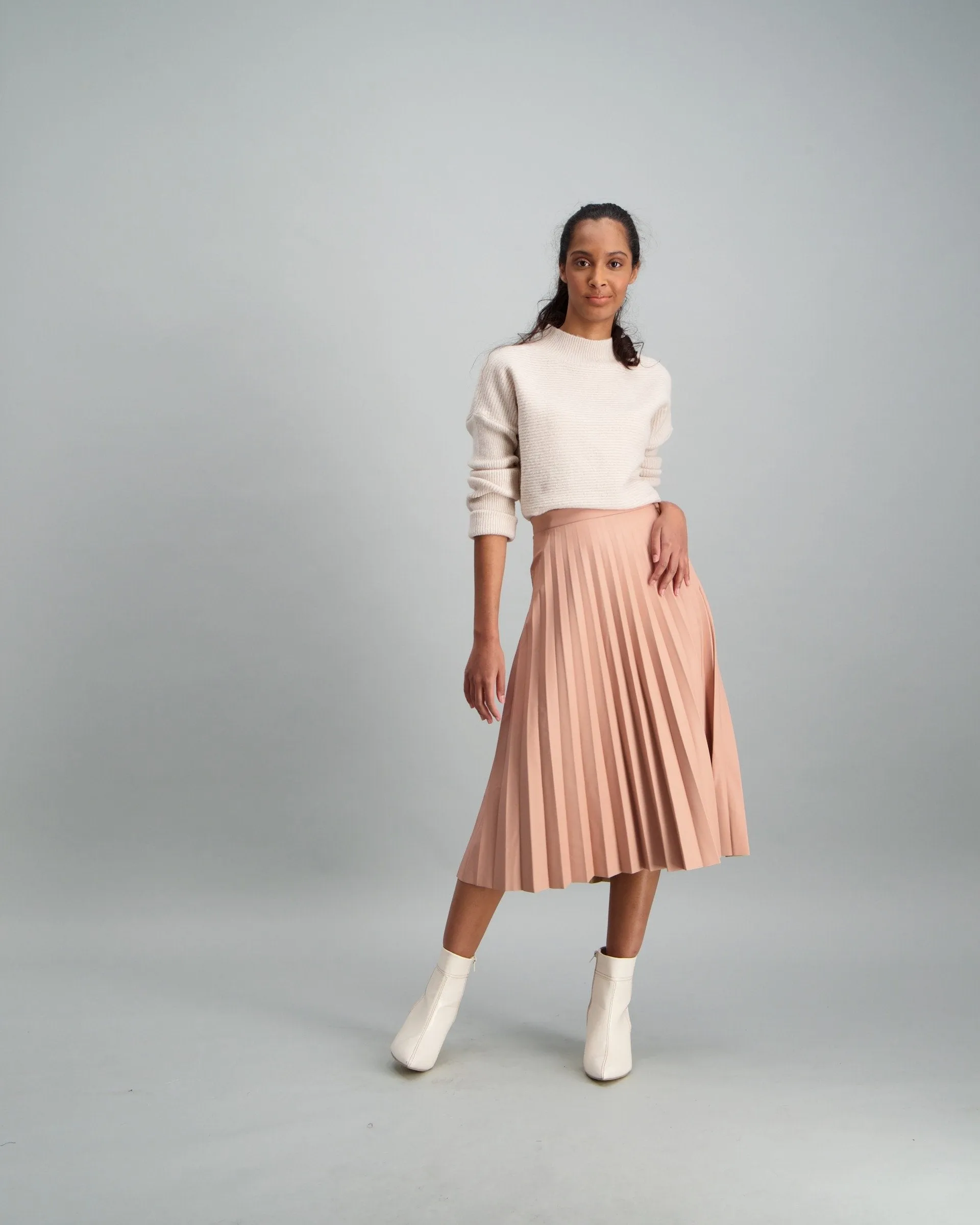 Ladies-Pleated PU Skirt