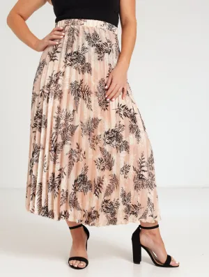 Ladies Satin Pleated Skirt - Blush