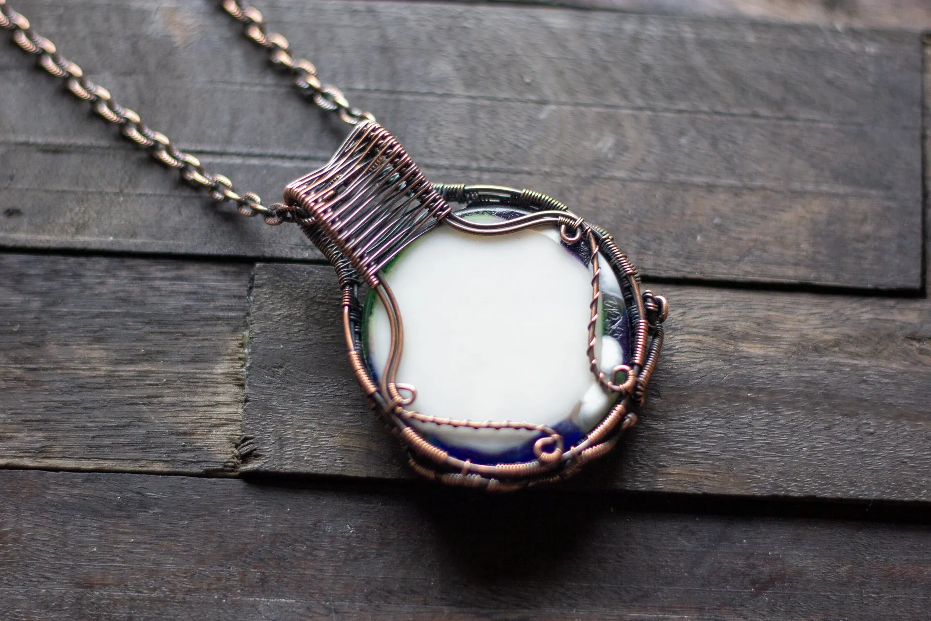 Leaves of Spring Copper Wire Wrapped Statement Pendant