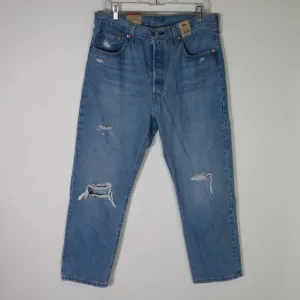 Levi's 501 Jeans Cropped 32x26 Distressed High Rise 100% Cotton Medium Wash