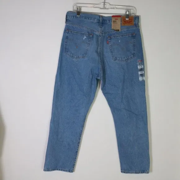 Levi's 501 Jeans Cropped 32x26 Distressed High Rise 100% Cotton Medium Wash