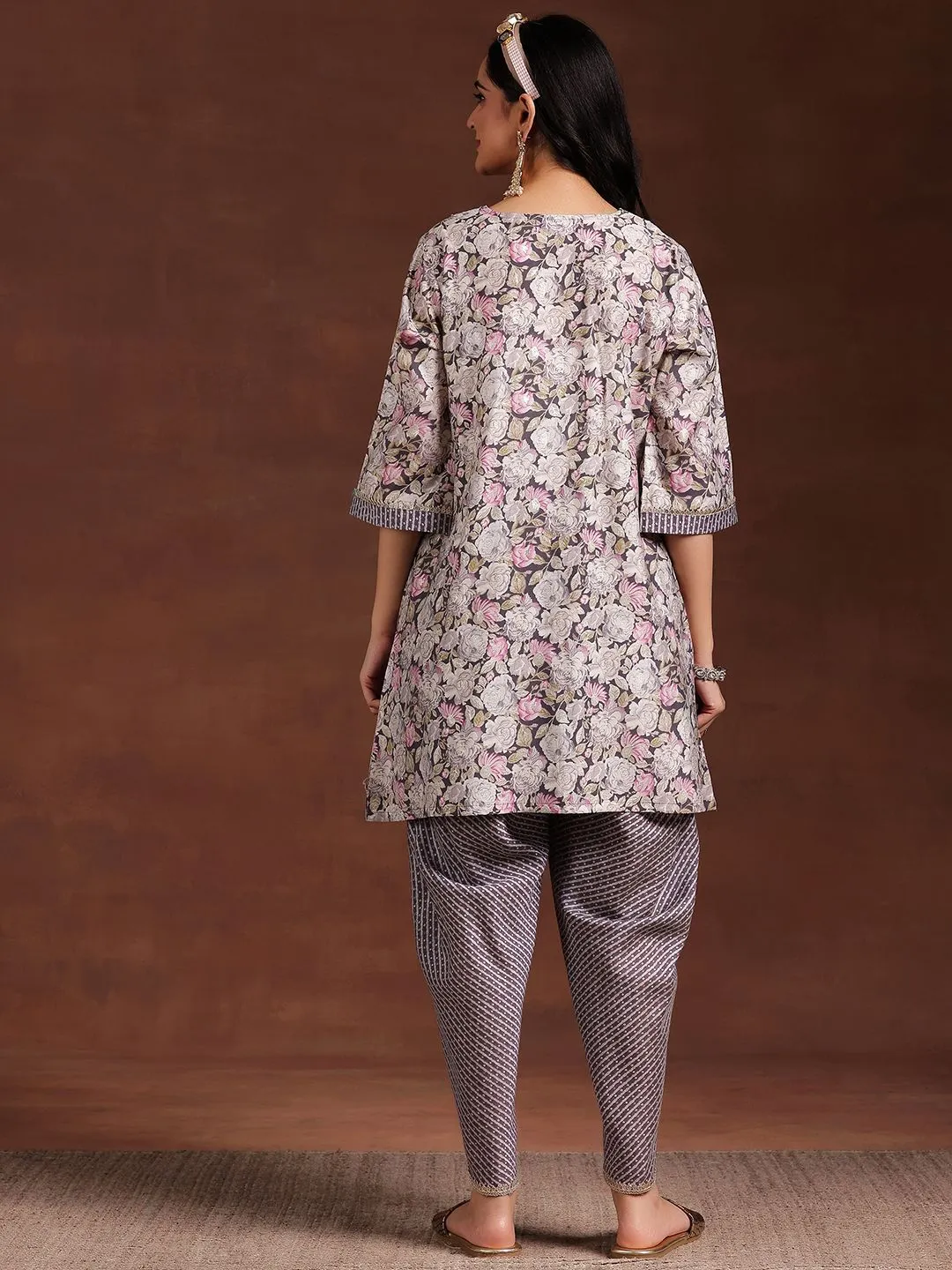 Libas Women Floral Printed Regular Gotta Patti Kurta with Dhoti Pants