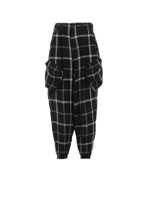 LINEN/NYLON PLAID ZIP POCKET PANTS