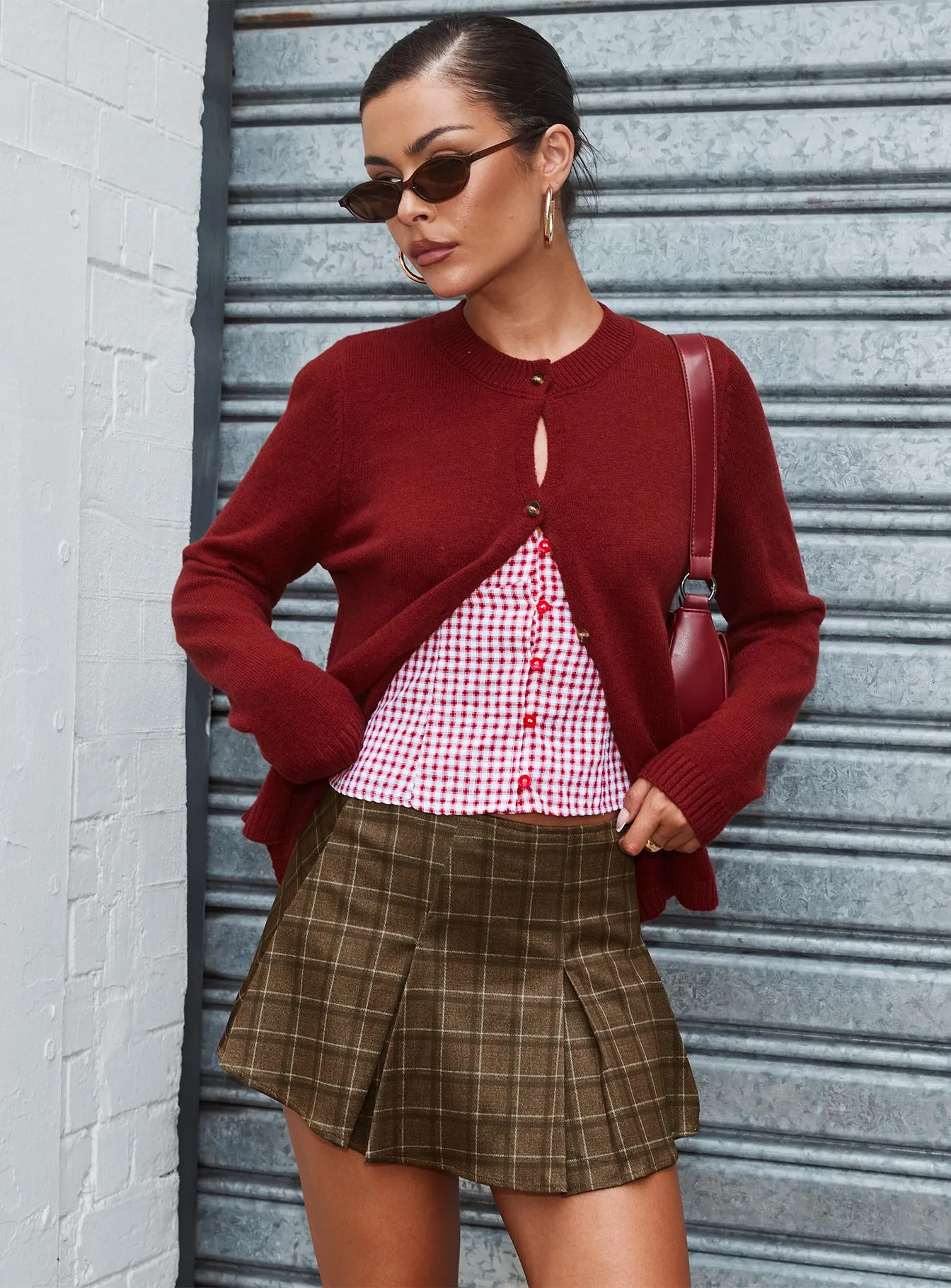 Little Bow Peep Mini Skirt Brown Check