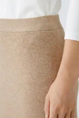 Long a line knitted skirt in biscuit beige