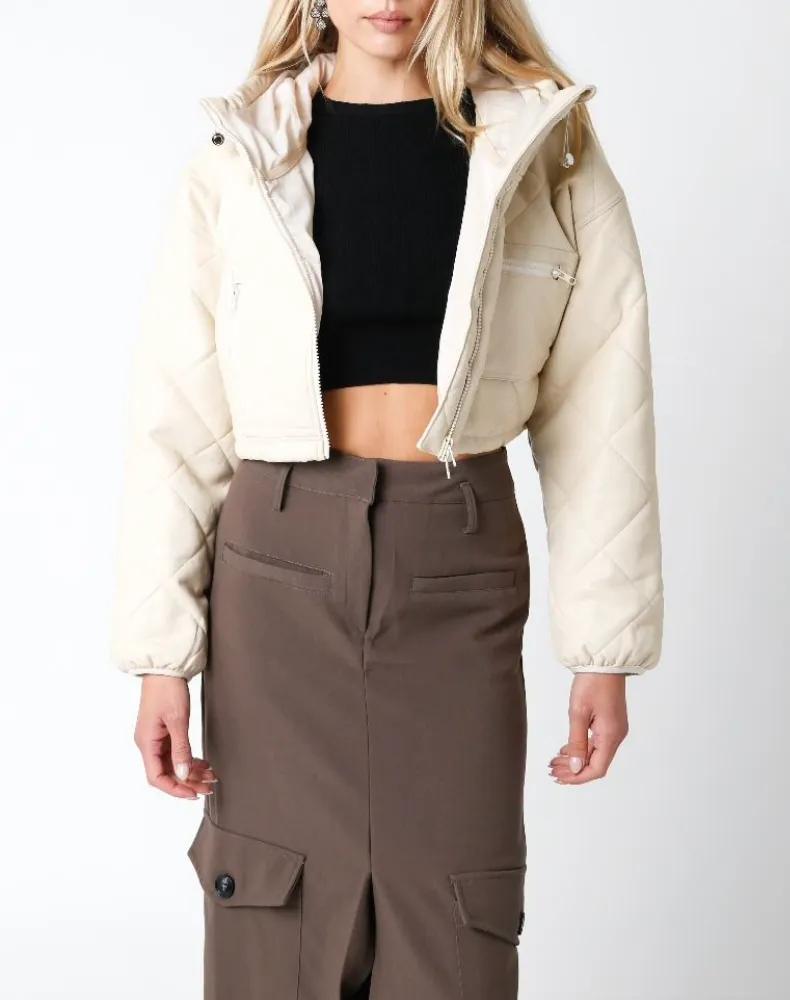 Long Sleeve Hooded Cropped Jacket