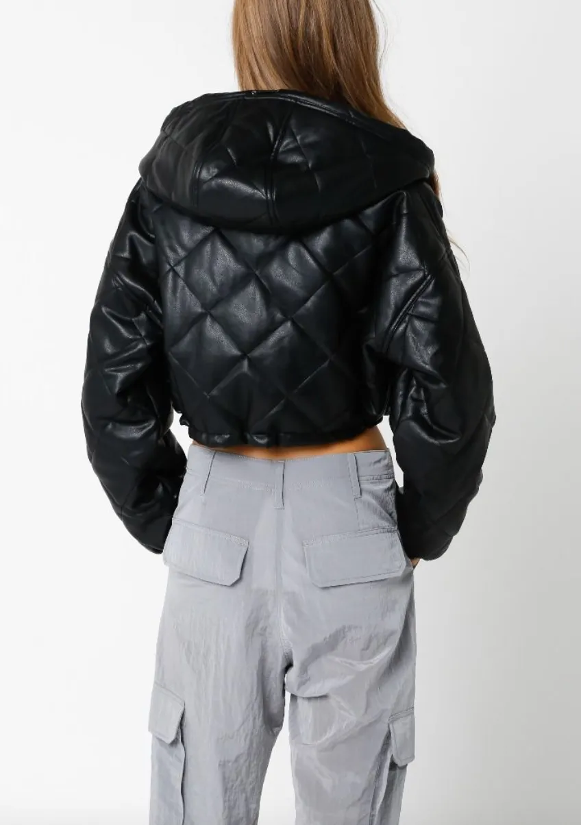 Long Sleeve Hooded Cropped Jacket