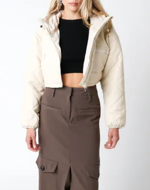 Long Sleeve Hooded Cropped Jacket