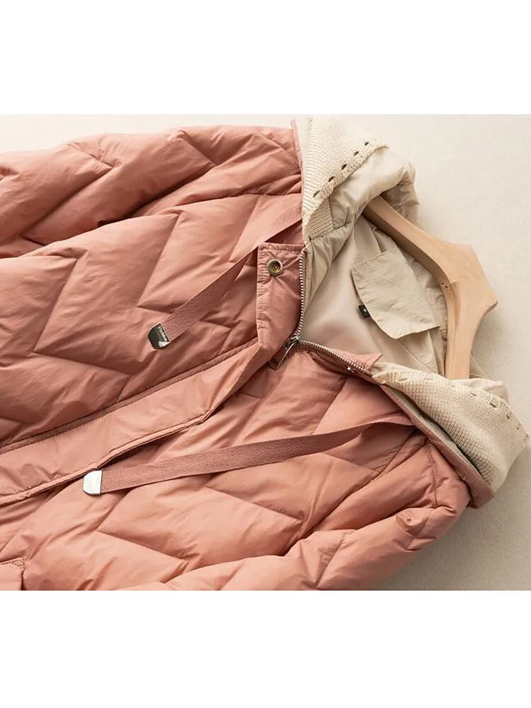 Long Winter Duck Down Jacket Women Quilted Warm