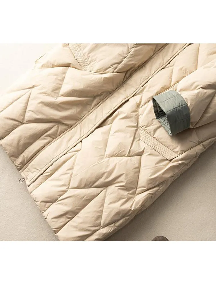 Long Winter Duck Down Jacket Women Quilted Warm