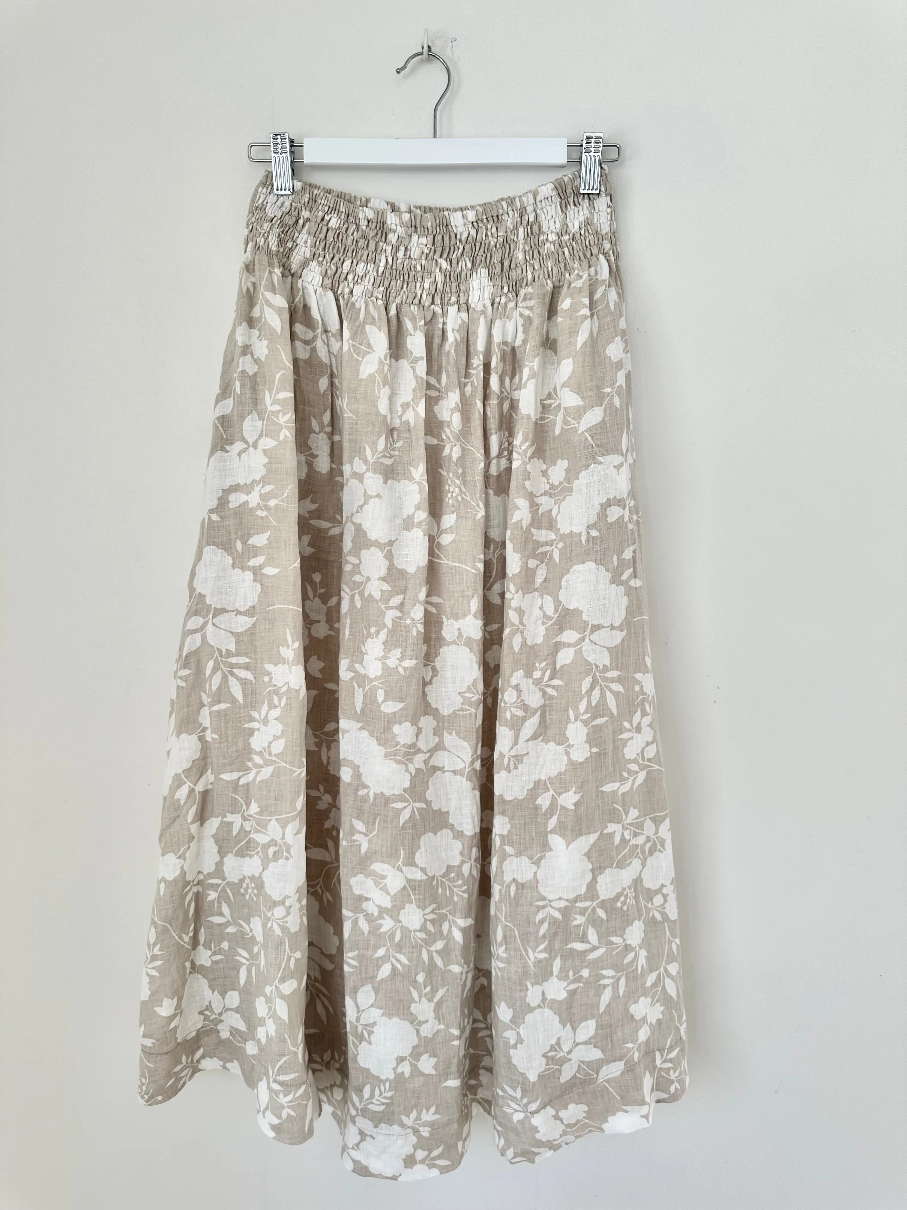 lulu skirt - big almond flower linen