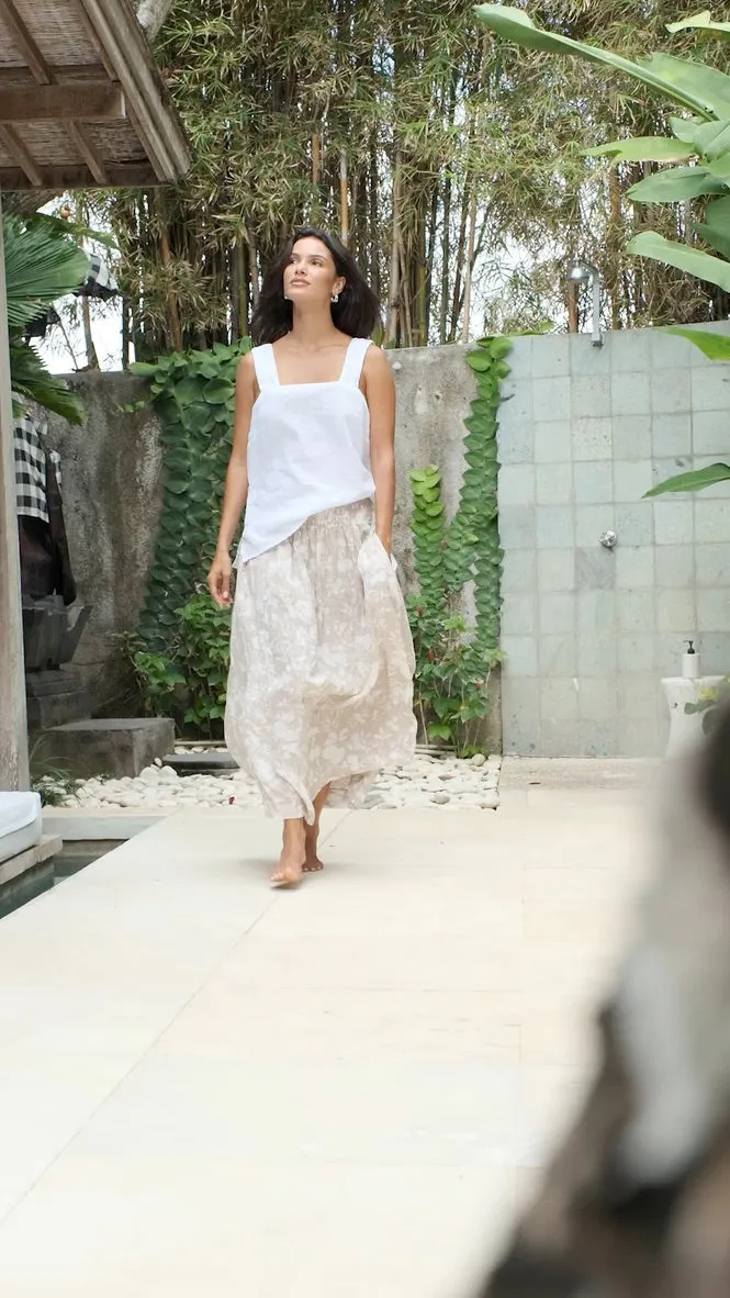 lulu skirt - big almond flower linen