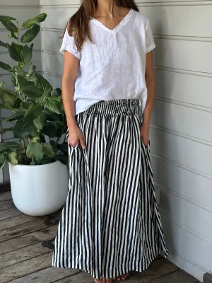 lulu skirt -  black stripe linen