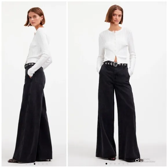 Madewell Black Wide Sweep Trouser Jeans Size 31/31” A20