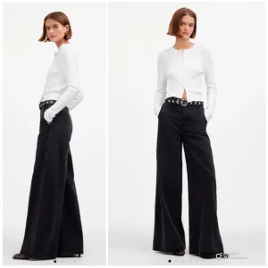 Madewell Black Wide Sweep Trouser Jeans Size 31/31” A20